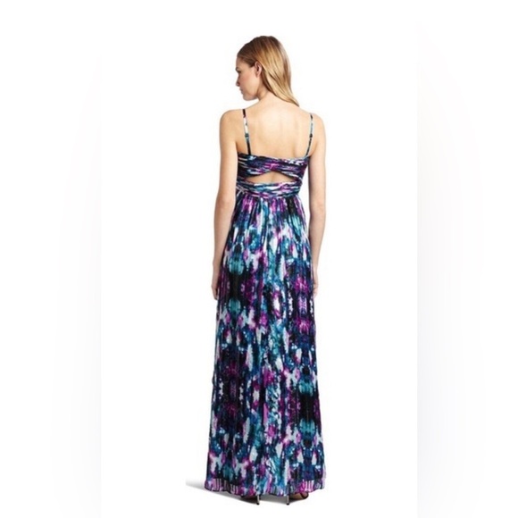 Laundry Shelli Segal Strapless Gown watercolor silk maxi dress Size 4 EUC - Picture 2 of 6